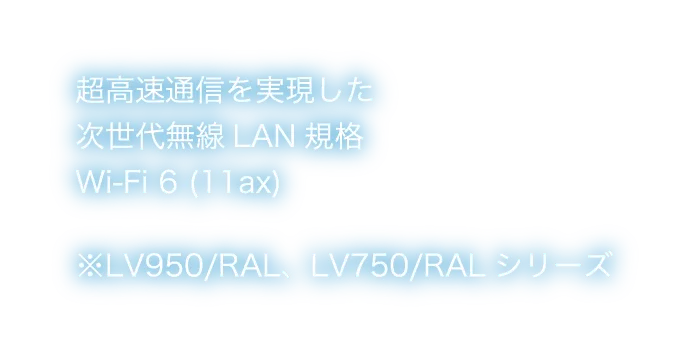 超高速通信を実現した次世代無線LAN規格Wi-Fi 6 (11ax) ※LV950/RAL、LV750/RALシリーズ