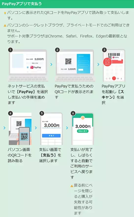 2）パソコンでPayPayアプリでお支払い